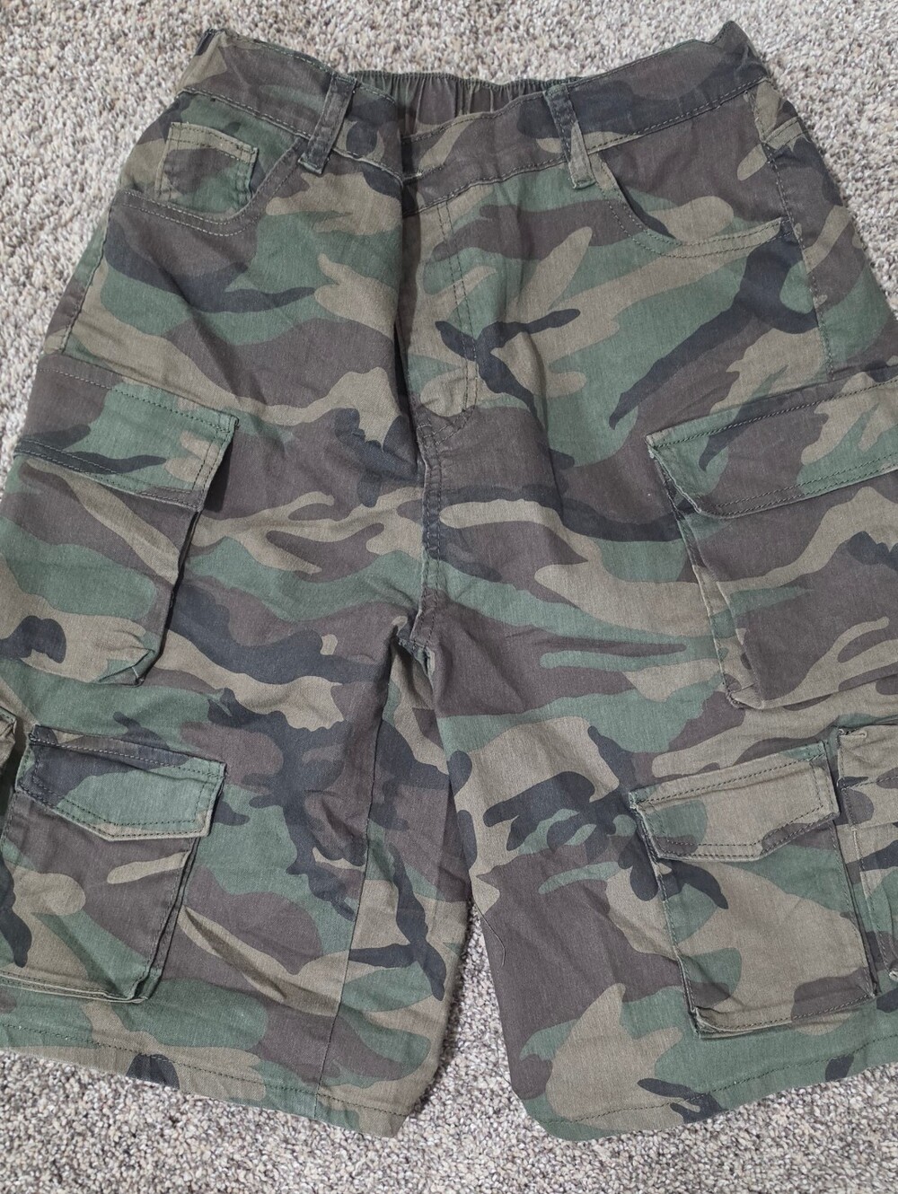 Women's Camo Cargo Shorts - Green Camo And Beige Camo - 2 Pair - Picture 4 of 5